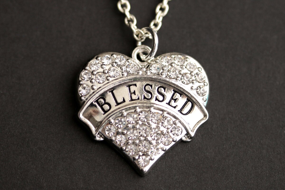 Gesegnet Halskette. Strass Herz Christliche Pave Christlichen Schmuck. Silber Handgemachte Gesegnet Halskette. Strass Herz Christliche Pave Christlichen Schmuck. Silber Handgemachte von MyDivineFelicity
