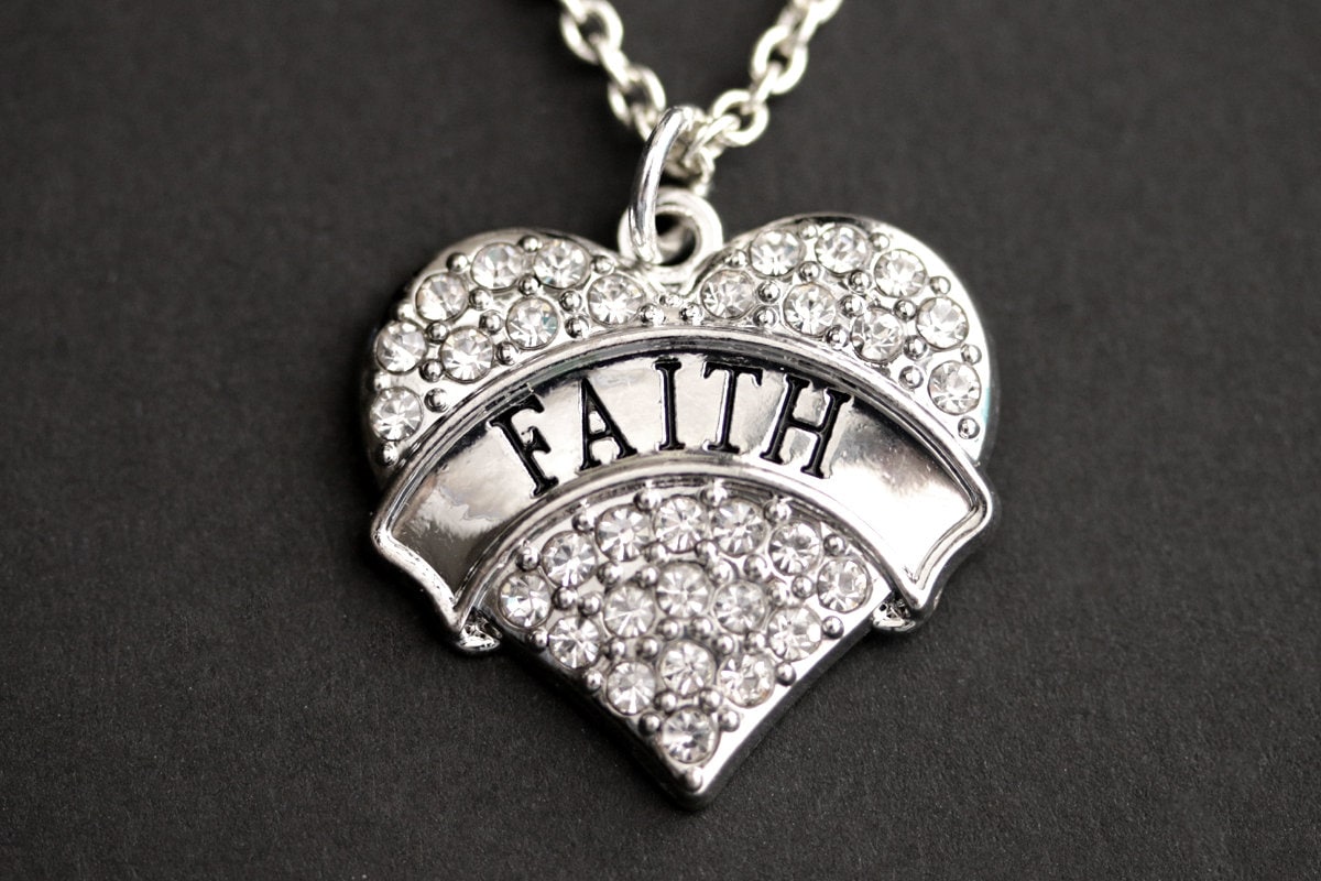 Glaube Halskette. Strass Herz Christliche Pave Christlichen Schmuck. Silber Handgemachte Glaube Halskette. Strass Herz Christliche Pave Christlichen Schmuck. Silber Handgemachte von MyDivineFelicity