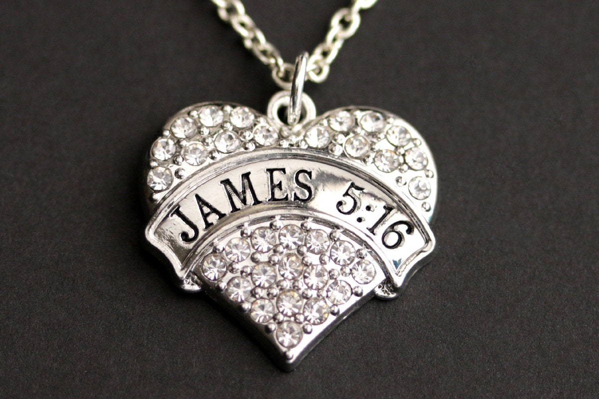 James 5 16 Halskette. Strass Herz Kette. Christliche Pave Christlichen Schmuck. Silber James 5 16 Halskette. Strass Herz Kette. Christliche Pave Christlichen Schmuck. Silber von MyDivineFelicity