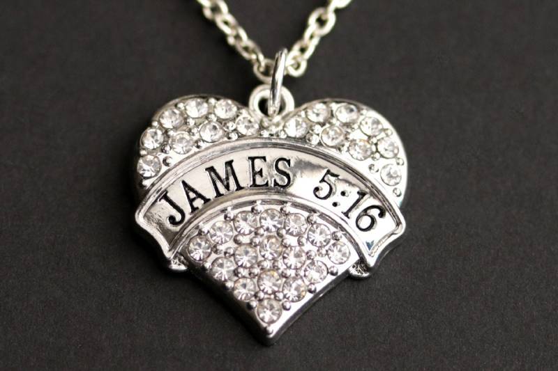 James 5 16 Halskette. Strass Herz Kette. Christliche Pave Christlichen Schmuck. Silber James 5 16 Halskette. Strass Herz Kette. Christliche Pave Christlichen Schmuck. Silber von MyDivineFelicity