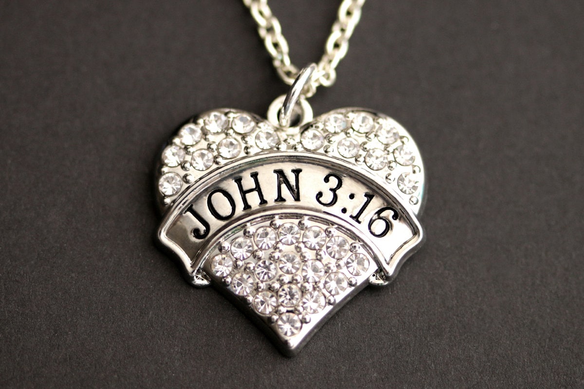 Johannes 316 Halskette. Strass Herz Kette. Christliche Pave Christlichen Schmuck. John Halskette Aus Silber Johannes 316 Halskette. Strass Herz Kette. Christliche Pave Christlichen Schmuck. John Halskette Aus Silber von MyDivineFelicity