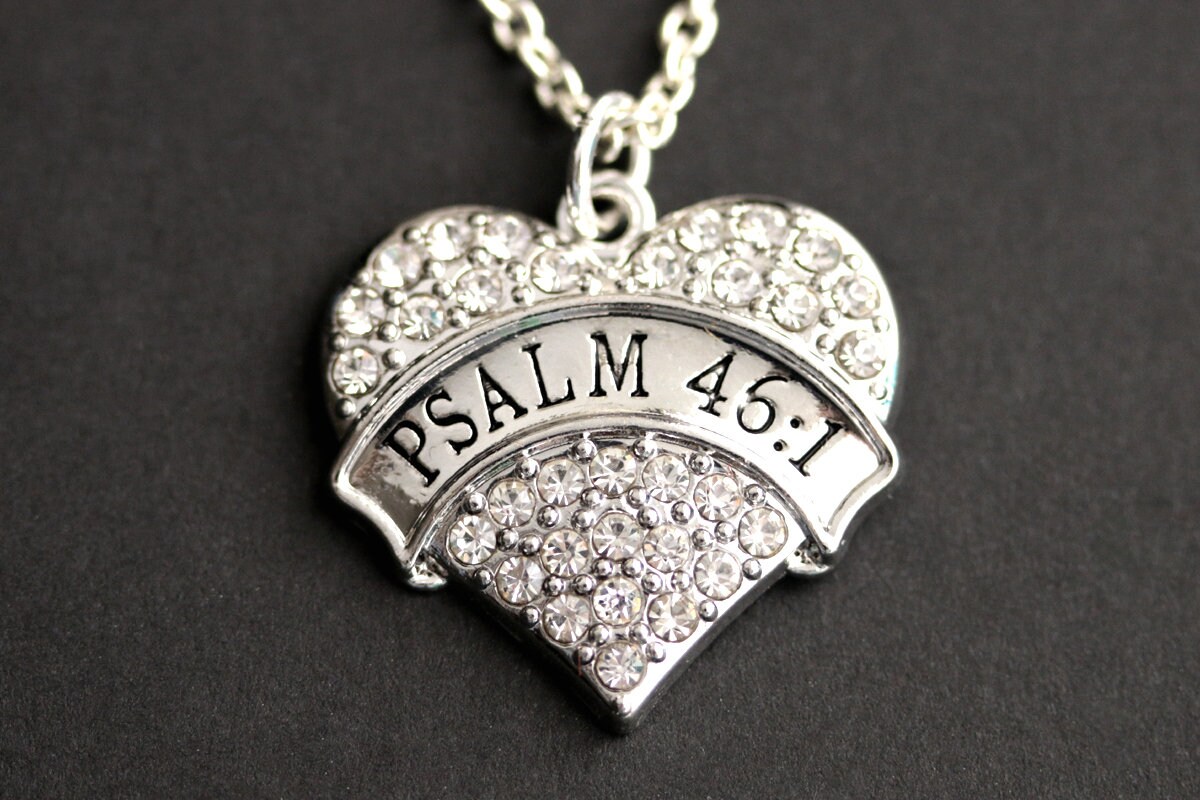 Psalm 45 1 Halskette. Strass Herz Christliche Pave Christlichen Schmuck. Silber Psalm 45 1 Halskette. Strass Herz Christliche Pave Christlichen Schmuck. Silber von MyDivineFelicity