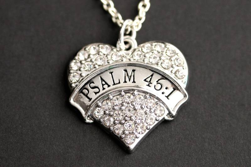 Psalm 45 1 Halskette. Strass Herz Christliche Pave Christlichen Schmuck. Silber Psalm 45 1 Halskette. Strass Herz Christliche Pave Christlichen Schmuck. Silber von MyDivineFelicity