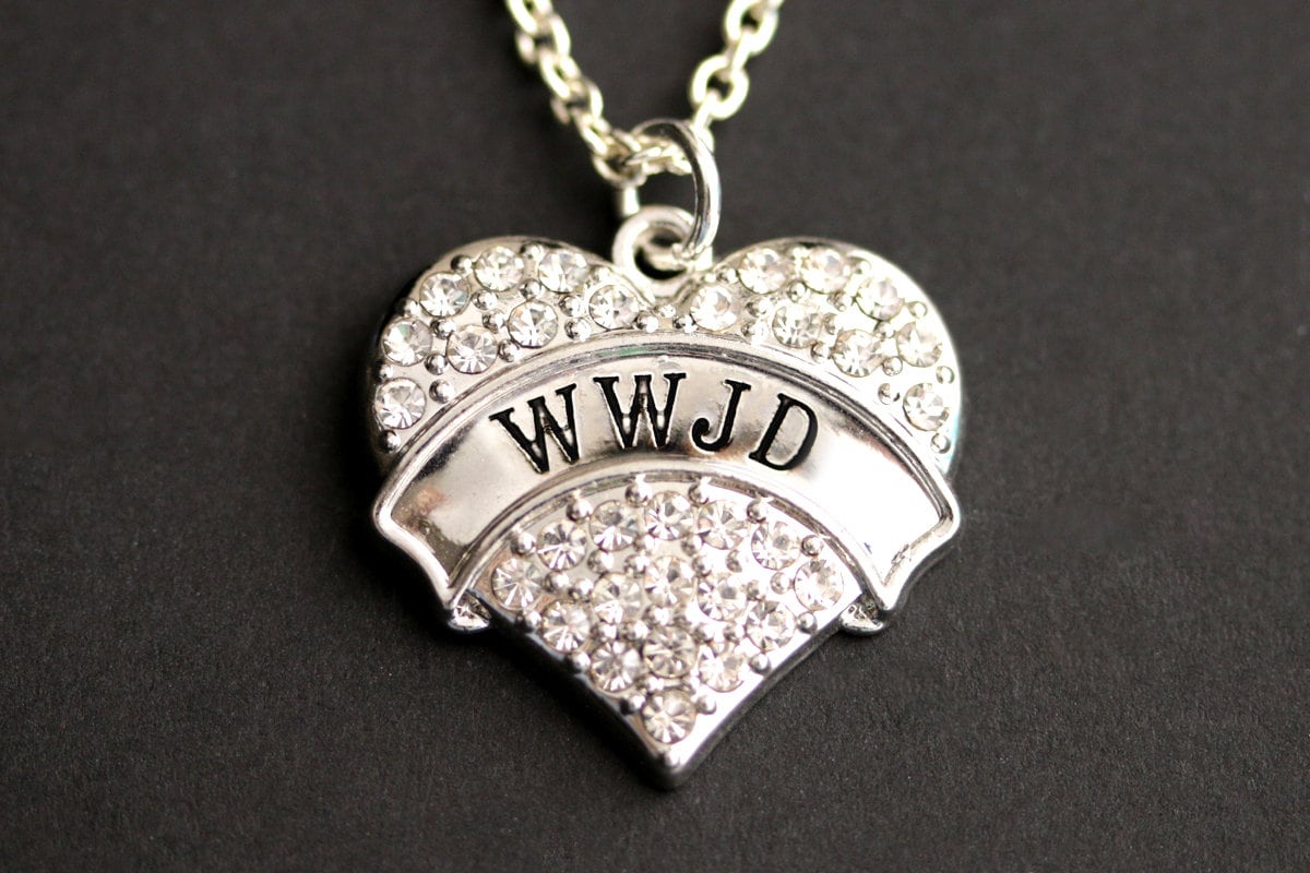 Wwjd Halskette. Strass Herz Kette. Christliche Pave Was Würde Jesus Tun Silber Christian Schmuck Wwjd Halskette. Strass Herz Kette. Christliche Pave Was Würde Jesus Tun Silber Christian Schmuck von MyDivineFelicity