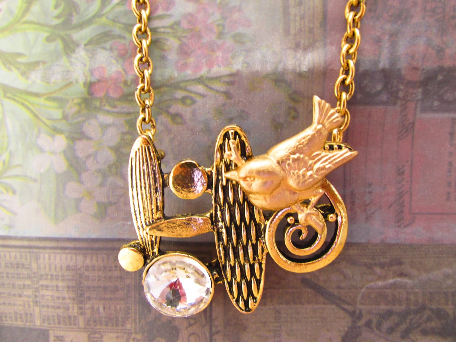 Blaue Vogel-Halskette Weinlese-Blaue Vogelhalskette von MyElegantThings