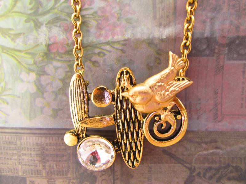 Blaue Vogel-Halskette Weinlese-Blaue Vogelhalskette von MyElegantThings