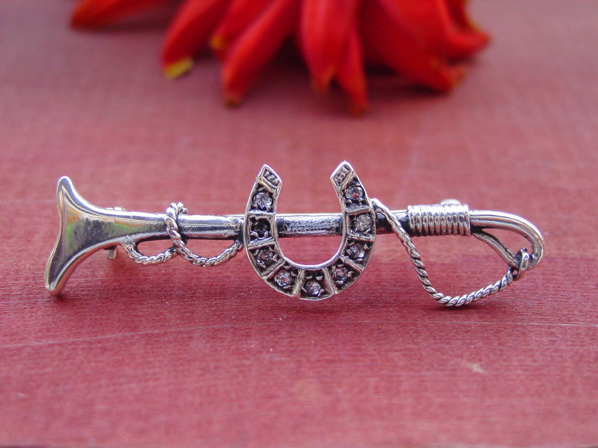 Cz Hufeisen Sterling Silber Kropf Brosche Reitsport Schmuck von MyEquestrianJewelry