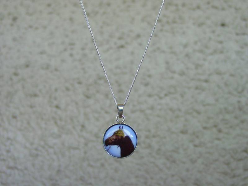 Emaillierter Pferdekopf Anhänger Sterling Silber Reiter Halskette von MyEquestrianJewelry