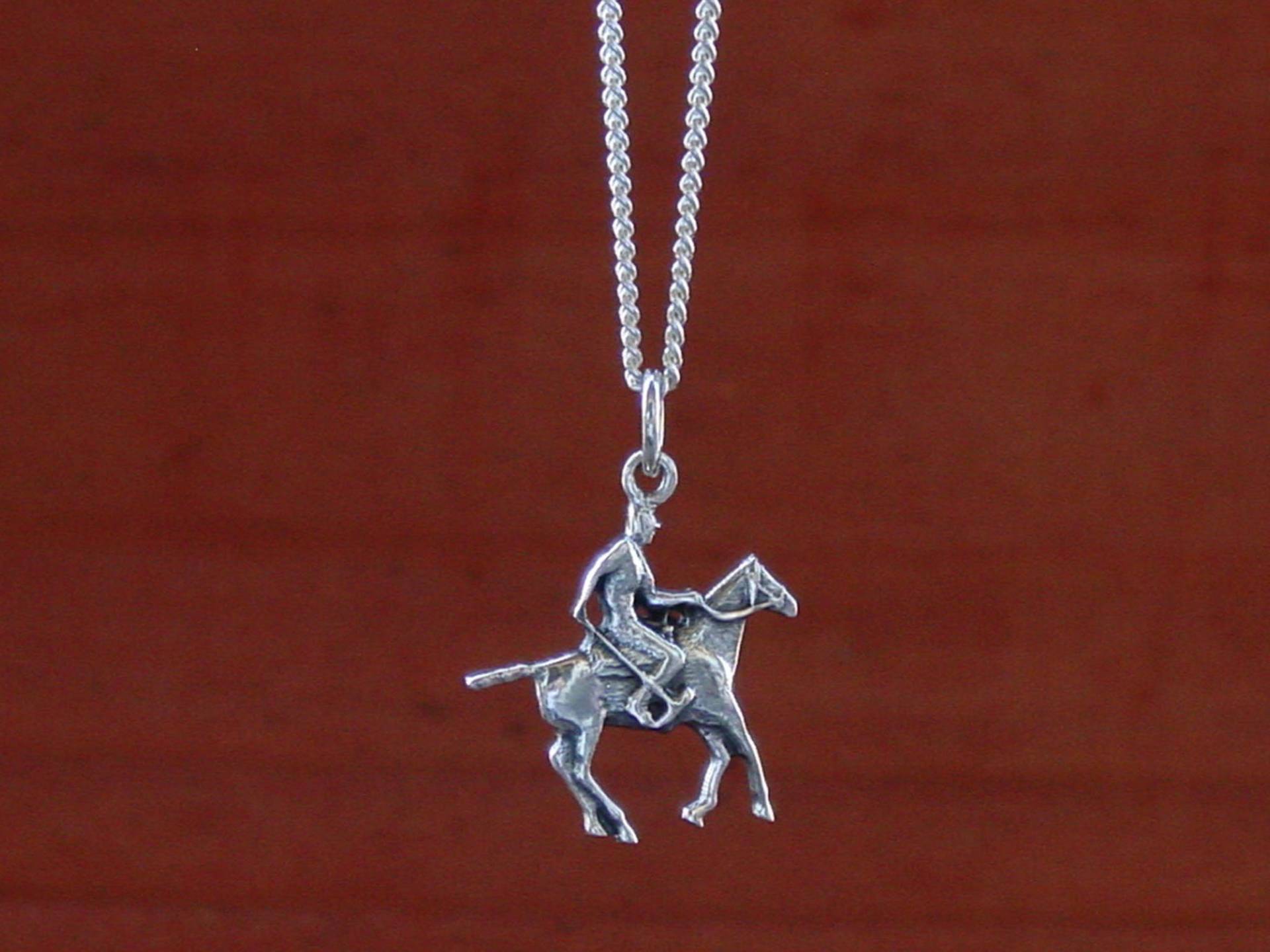 Polospieler Pferd Anhänger Sterling Silber - Reitsport Schmuck Halskette Polo von MyEquestrianJewelry
