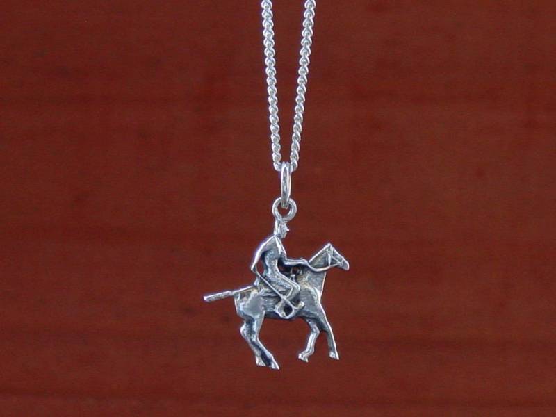 Polospieler Pferd Anhänger Sterling Silber - Reitsport Schmuck Halskette Polo von MyEquestrianJewelry