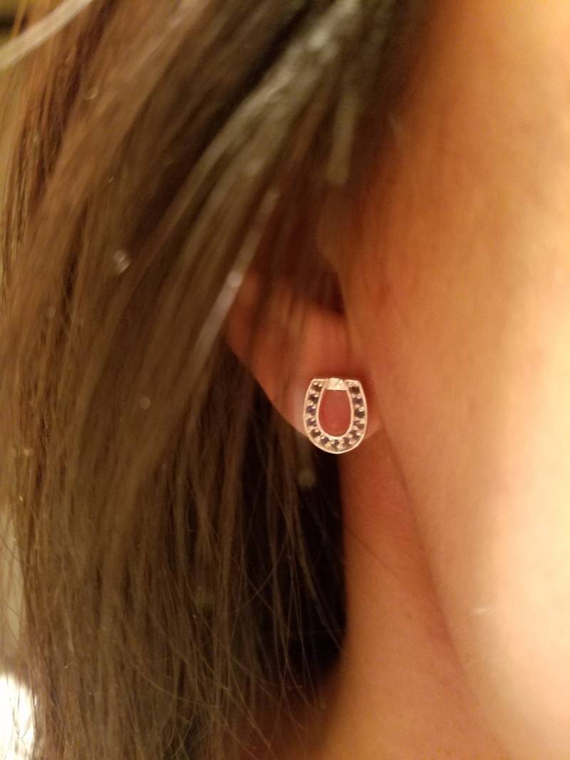 Saphir Cz Hufeisen Ohrstecker Sterling Silber Schmuck von MyEquestrianJewelry