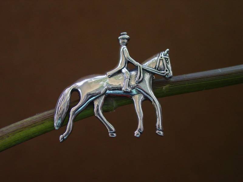 sterling Silber Dressurpferde Reiter Anstecknadel Schmuck von MyEquestrianJewelry