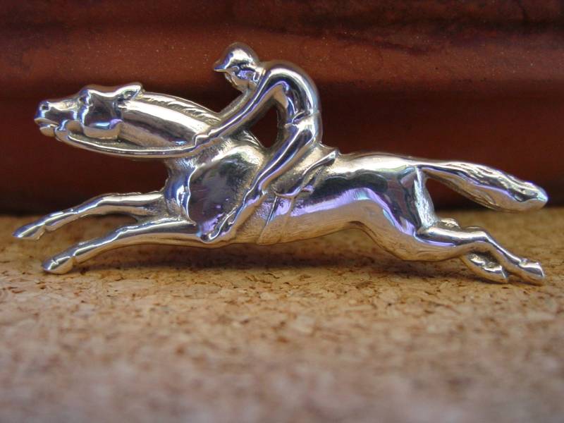 sterling Silber Pferderennen Brosche Reiter Jockey Anstecknadel von MyEquestrianJewelry