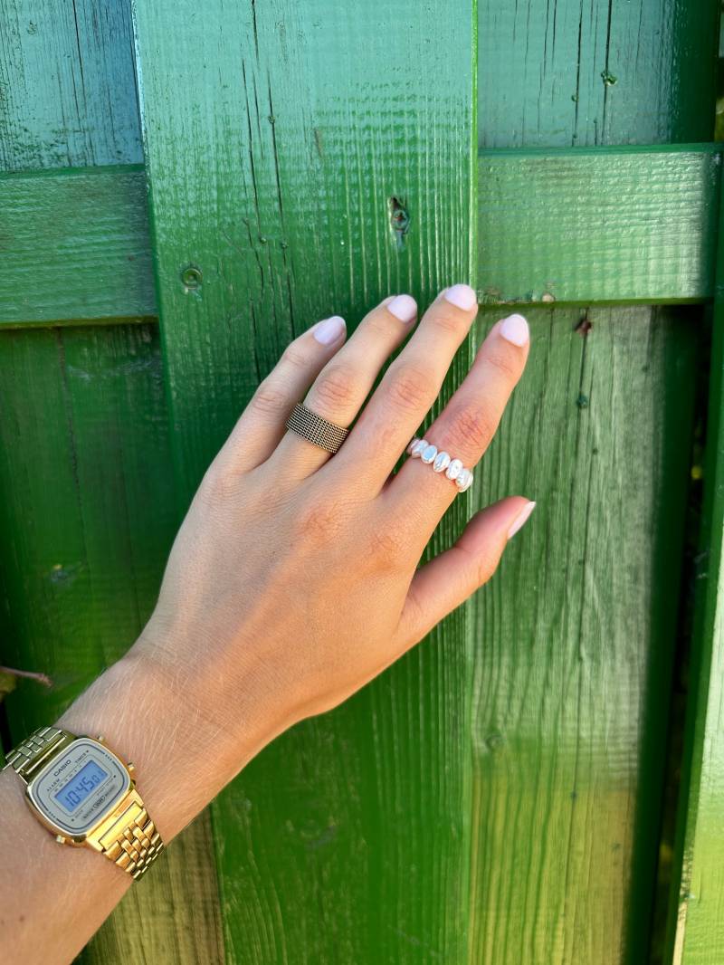 Big Freshwater Pearl Ring | Großer Süßwasserperlenring Stapelring Chunky Perlenring Hochwertige Nuggetperlen Geschenk Beste Freundin von MyEssentials4u