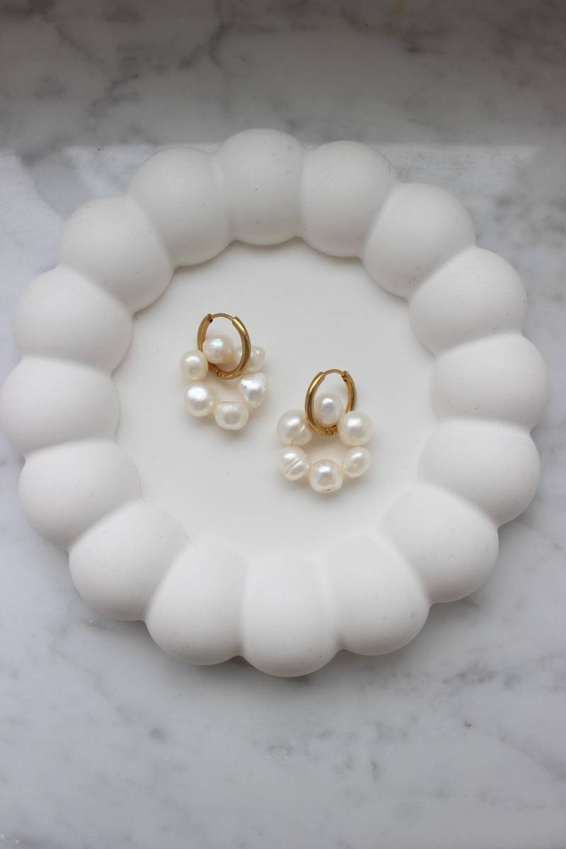 Chunky Creolen | Ohrringe Mit Süßwasserperlen Edalstahl Perlen Hoops Freshwater Pearls Große Geschenk Schmuckbox von MyEssentials4u