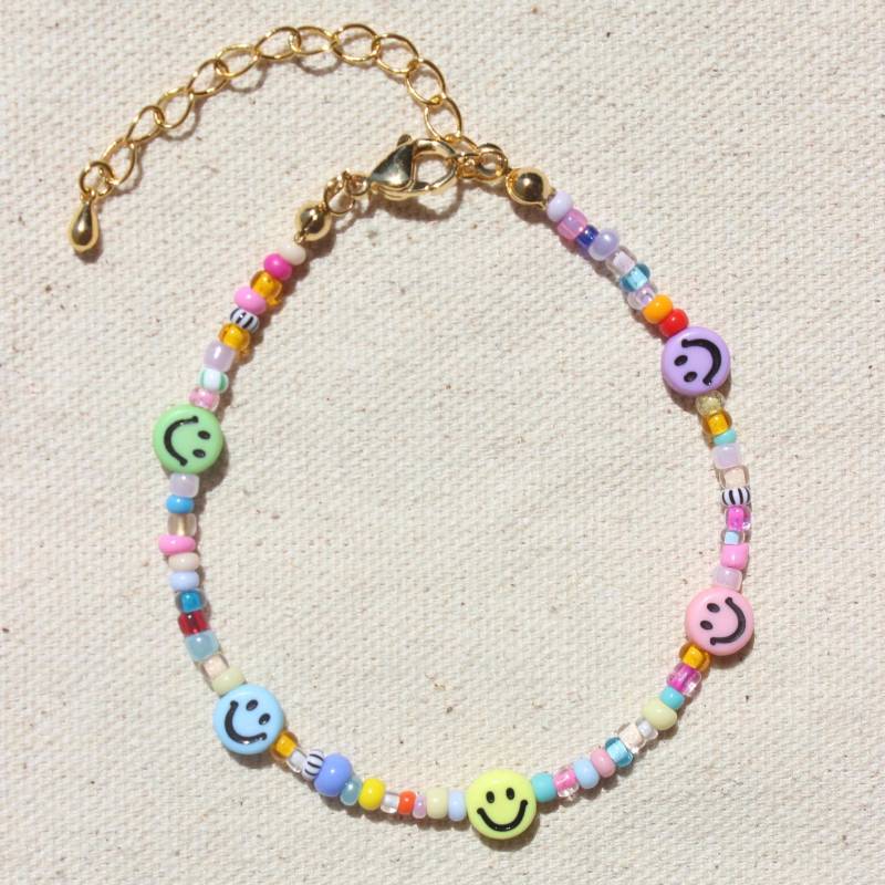 Colorful Smiley Bracelet | Armband Happy Face Armkette Gute Laune Buntes Fröhliches Sommerschmuck von MyEssentials4u