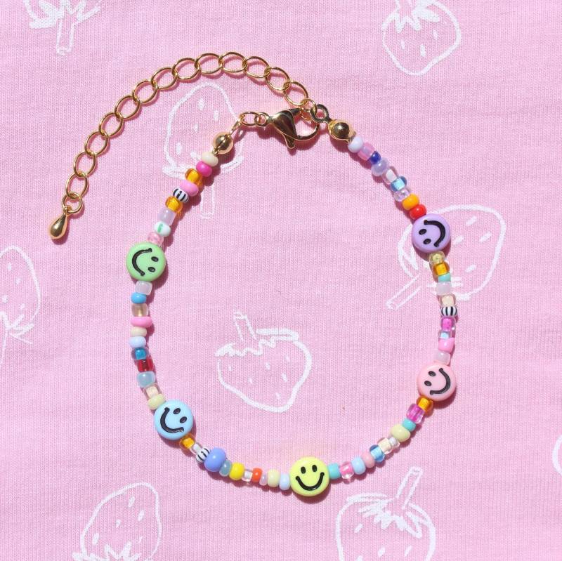 Colorful Smiley Bracelet | Armband Happy Face Armkette Gute Laune Buntes Fröhliches Sommerschmuck von MyEssentials4u