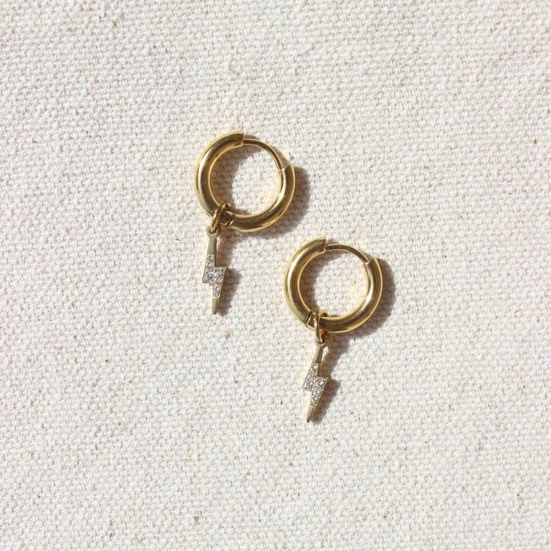 Flash Hoops | Blitz Ohrringe Goldene Creolen Mit Anhänger Glitzer Mini Flash Vergoldete Geschenk Freundin von MyEssentials4u