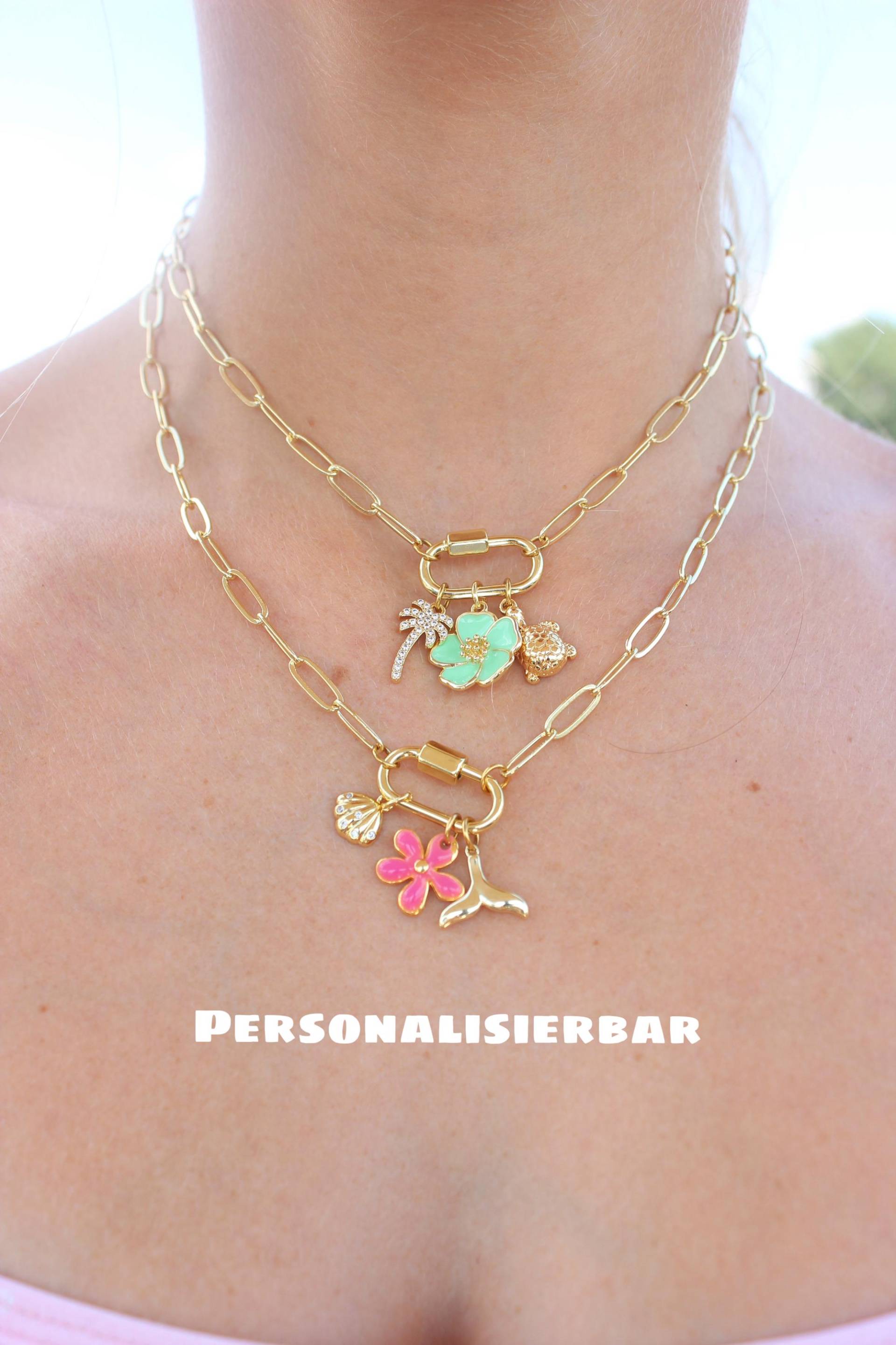 Personalisierte Karabiner Charm Halskette | Benutzerdefiniert Ovaler Verschluss Abnehmbare Charms Kette Mit Anhänger Geschenk von MyEssentials4u