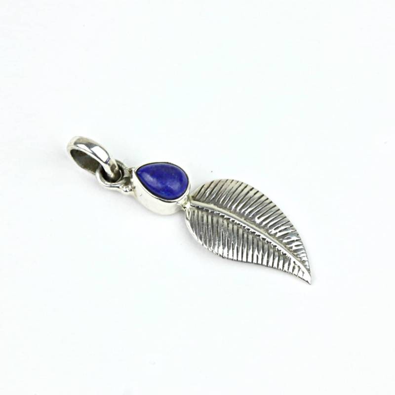 Silber Blatt Lapislazuli Minimalist Zart Blau Stein Kleine Zierliche Anhänger Silber Blatt Lapislazuli Minimalist Zart Blau Stein Kleine Zierliche Anhänger von MyEthnicVillage