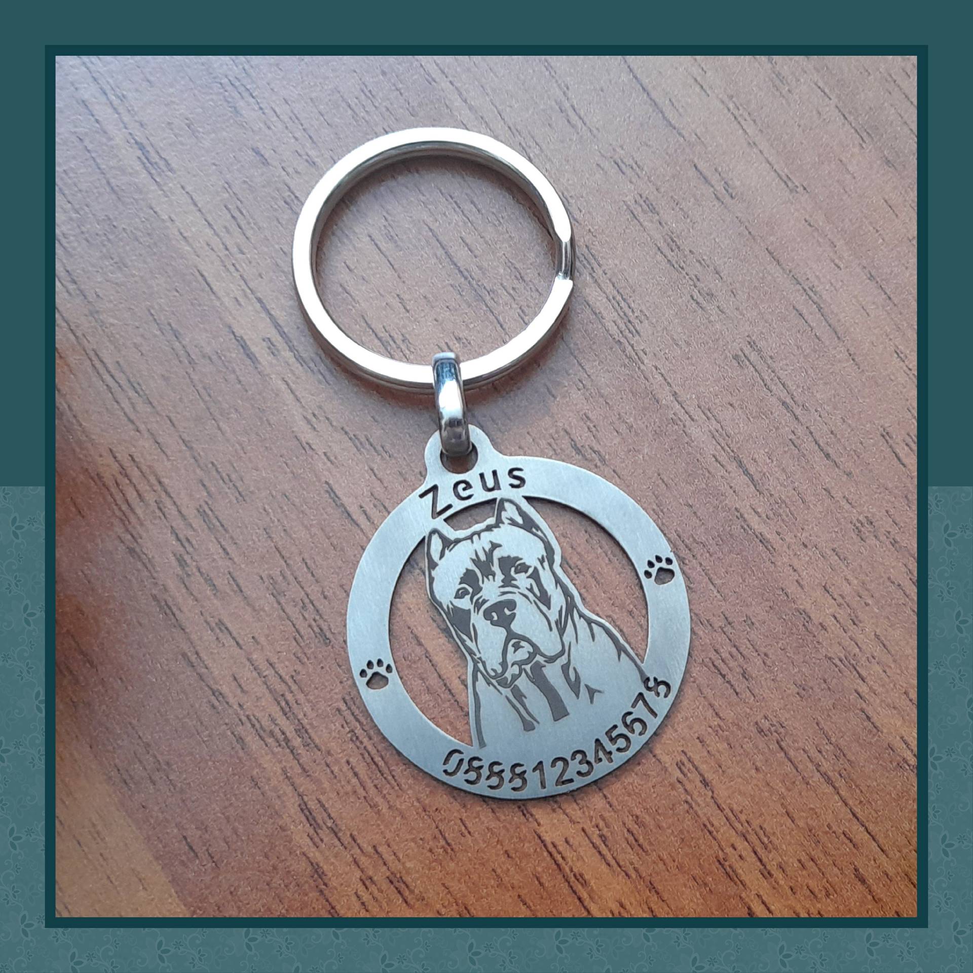 Personalisierter Hunde Schlüsselanhänger Medaillon Für Cano Corso von MyFancyGifts