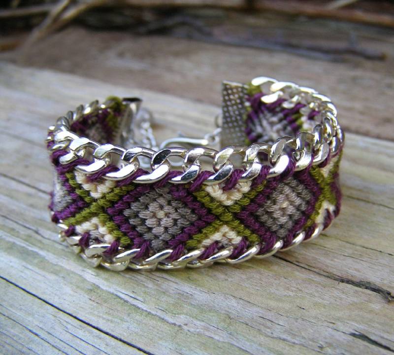 Grauer Marmor Wayuu Armband, Südwesten Boho Freundschaft Makramee, Nomaden Schmuck, Azteken Chevron, Armband von MyFantasies