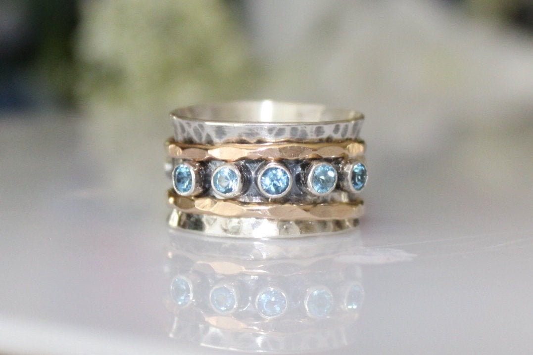 Edelstein Spinner Ring Sterling Silber Meditation Band Edelstein Spinner Ring Sterling Silber Meditation Band von MyFascinationStreet