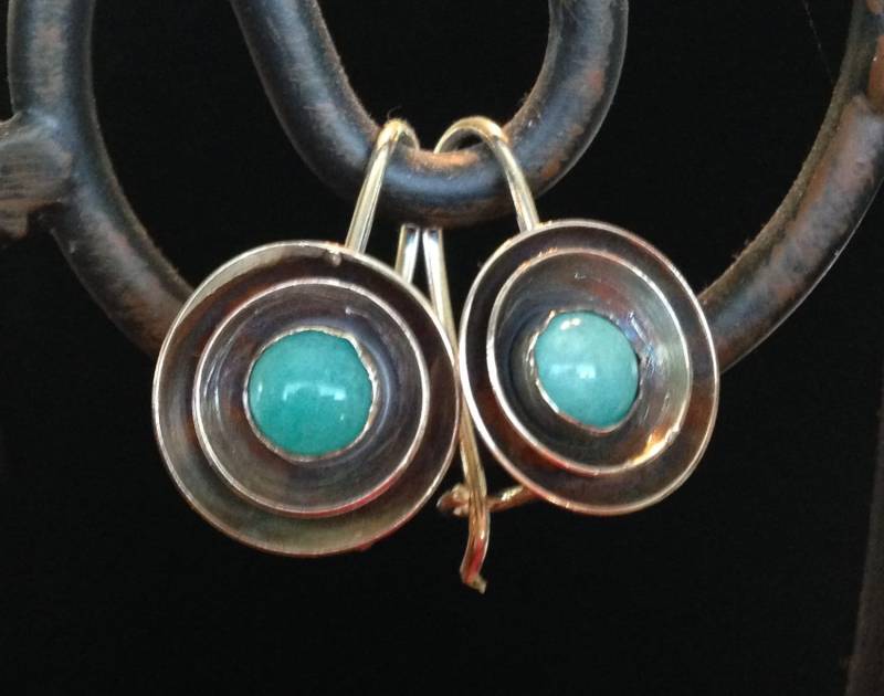 Handgefertigte Türkis Sterling Silber Ohrringe Rustikale Oxidierte Scheiben Handgefertigte Türkis Sterling Silber Ohrringe Rustikale Oxidierte Scheiben von MyFascinationStreet