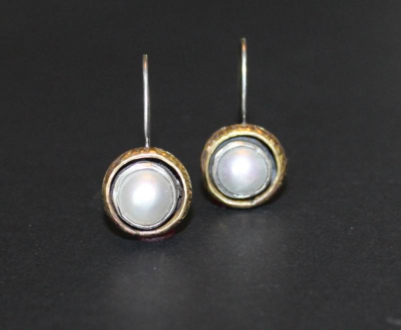 Mabe Perlen Tropfen Ohrringe Sterling Silber & Gold Blumen Schmuck Mabe Perlen Tropfen Ohrringe Sterling Silber & Gold Blumen Schmuck von MyFascinationStreet
