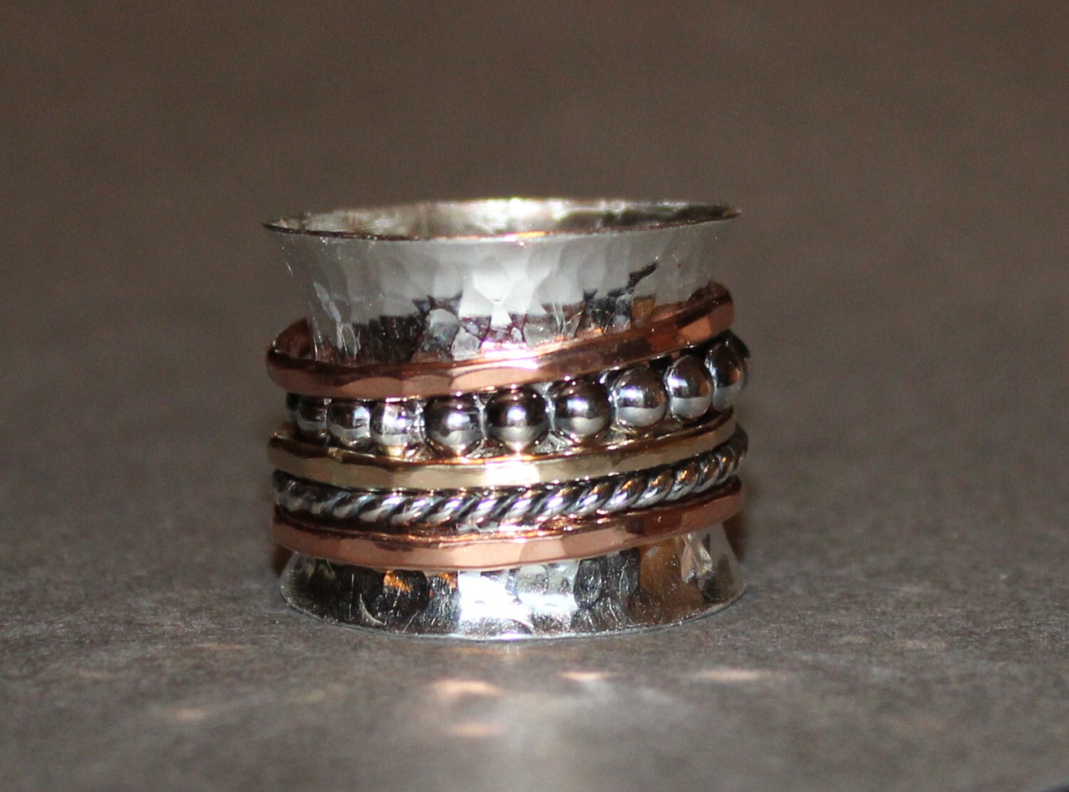 Mixed Metal Spinner Ring Silber, Gold Und Kupfer Worry Ring Mixed Metal Spinner Ring Silber, Gold Und Kupfer Worry Ring von MyFascinationStreet