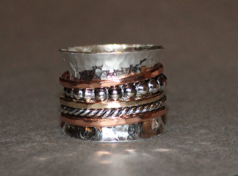 Mixed Metal Spinner Ring Silber, Gold Und Kupfer Worry Ring Mixed Metal Spinner Ring Silber, Gold Und Kupfer Worry Ring von MyFascinationStreet