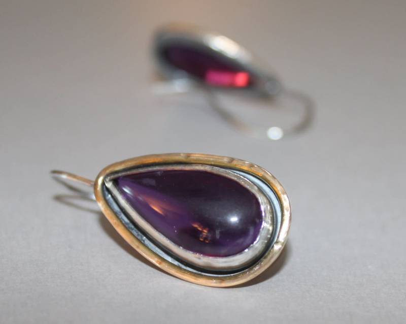 Oxidierte Sterling Silber Amethyst Ohrringe Gold Filled Draht, Februar Geburtsstein von MyFascinationStreet