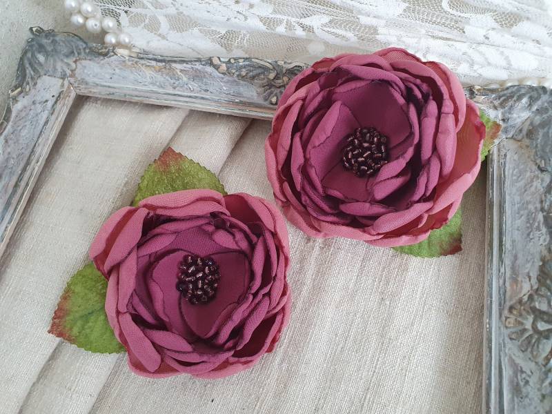 Handgefertigte Chiffon Blumen Brosche Mauve Pink Anstecknadel, Haarclip von MyFlowerAccessories