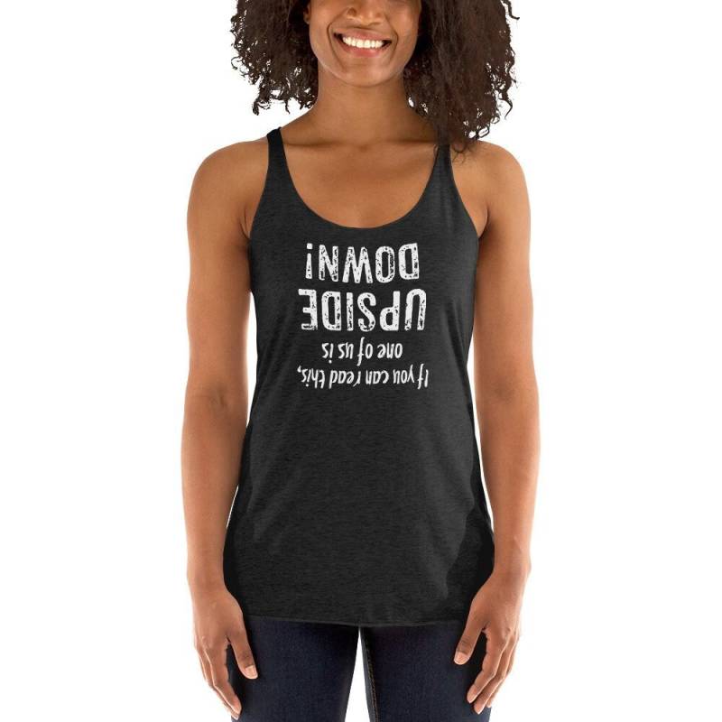 One Of Us Is Upside Down Tank Yoga Tops Lustige Shirts Kleidung Geschenke Lifestyle von MyFullBloomLife