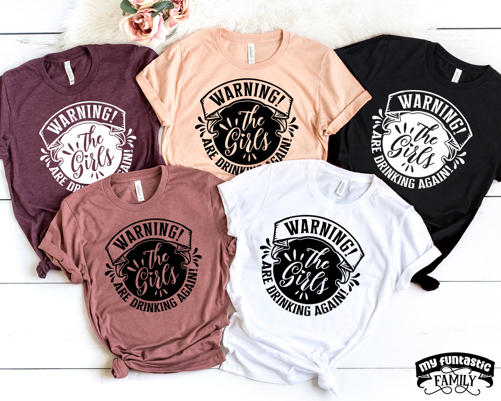 Achtung, Die Mädchen Trinken Wieder Lustige Party Shirts, Wochenende, Girls Trip, Night Out, Best Friends Outfit, Besties Shirts von MyFuntasticFamily