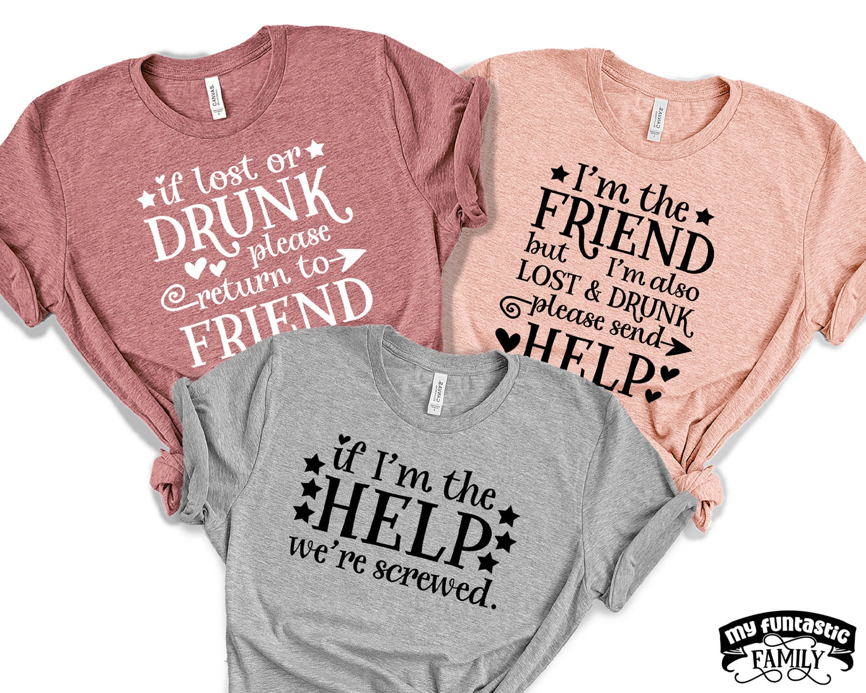 Lustige Best Friend Shirts, Wenn Verloren Oder Betrunken Bitte Zurück Zu Freund, Mädchen Night Out, Passende Bestie Wochenende, 3 Beste Freunde von MyFuntasticFamily