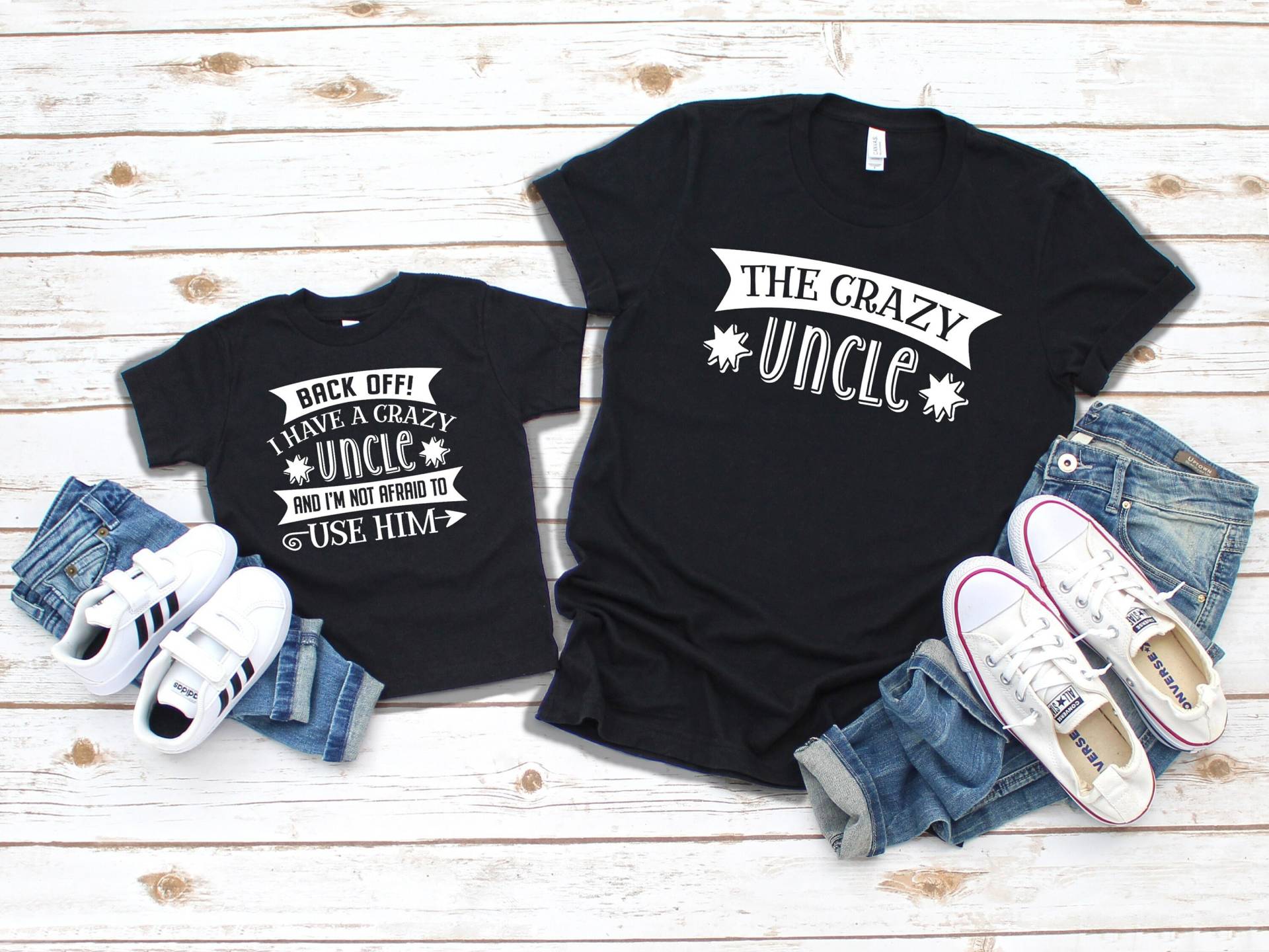 Onkel, Nichte, Neffe Passende Shirts, I Have A Crazy Geschenk Für Lustiger Onkel Und Ich Passendes Outfit, Cooler Neuer Baby von MyFuntasticFamily