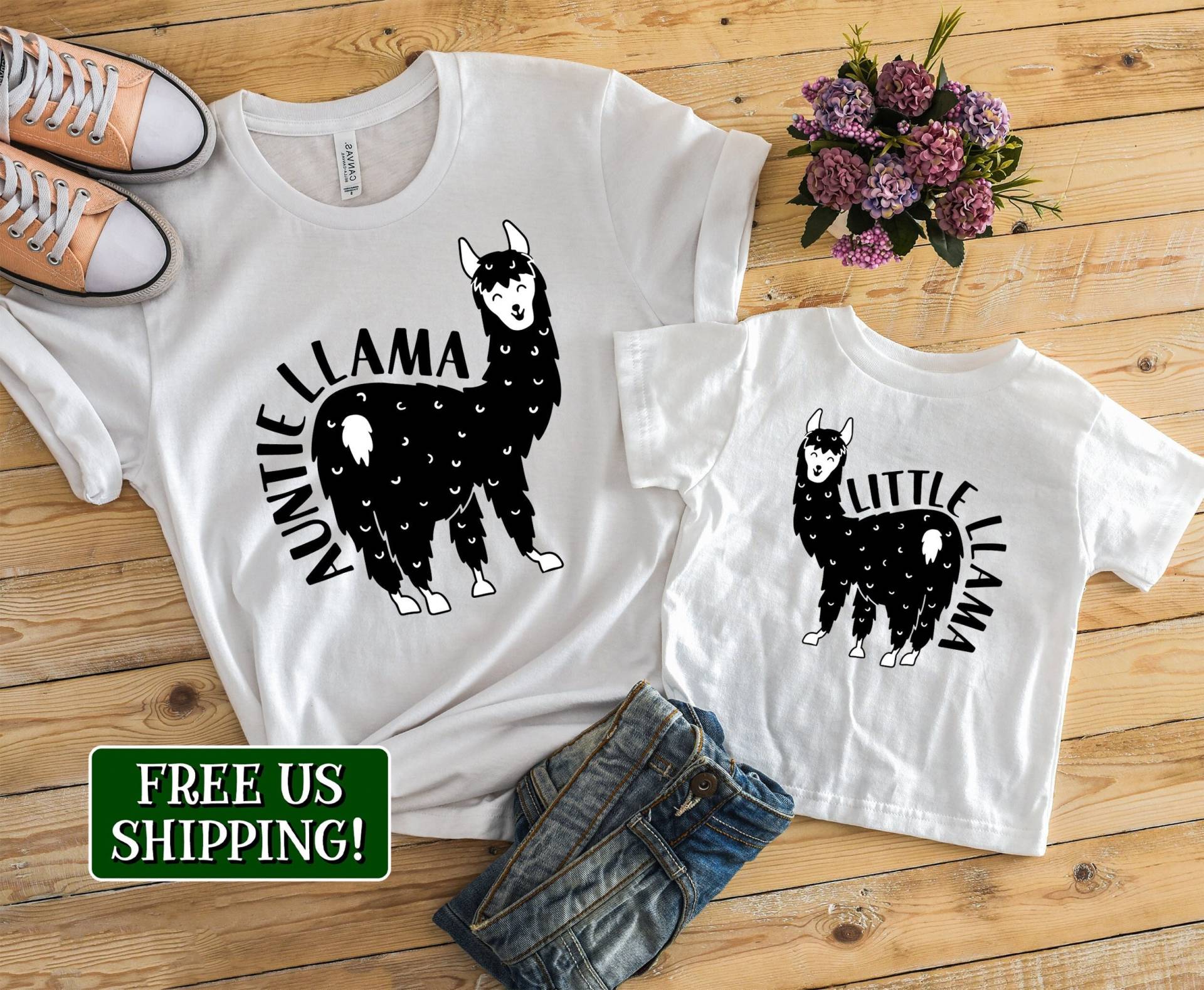 Passende Lama Shirts Für Tante Und Mich, Little Llama Baby Lama, Lustige Passende Niece Nephew, Süße Life Outfit von MyFuntasticFamily