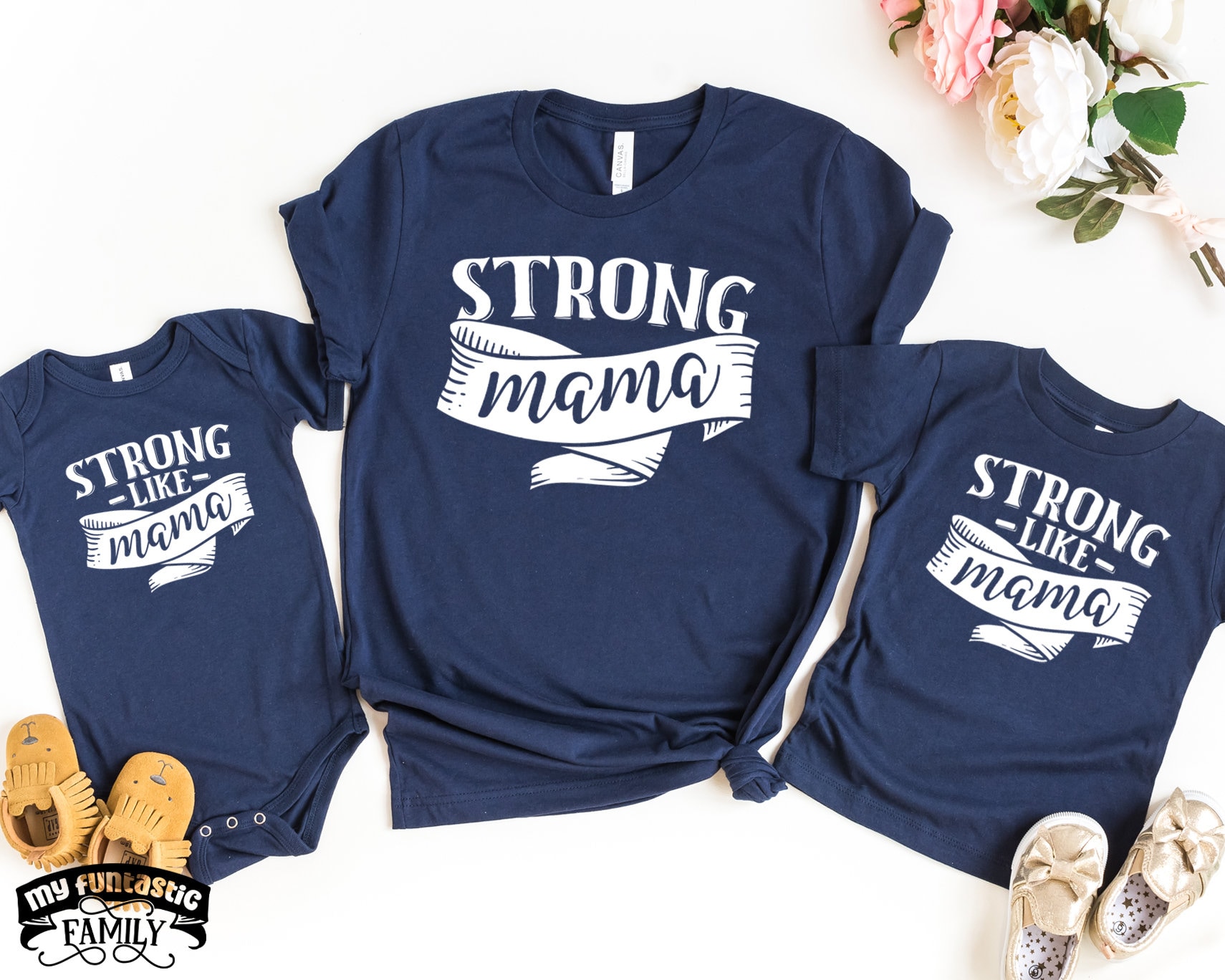 Starke Mama - Stark Wie Mama, Passende Und Ich Shirts, Süße Tochter Outfit, Empowerment, Girl Power, Muttertag, Mom Life von MyFuntasticFamily