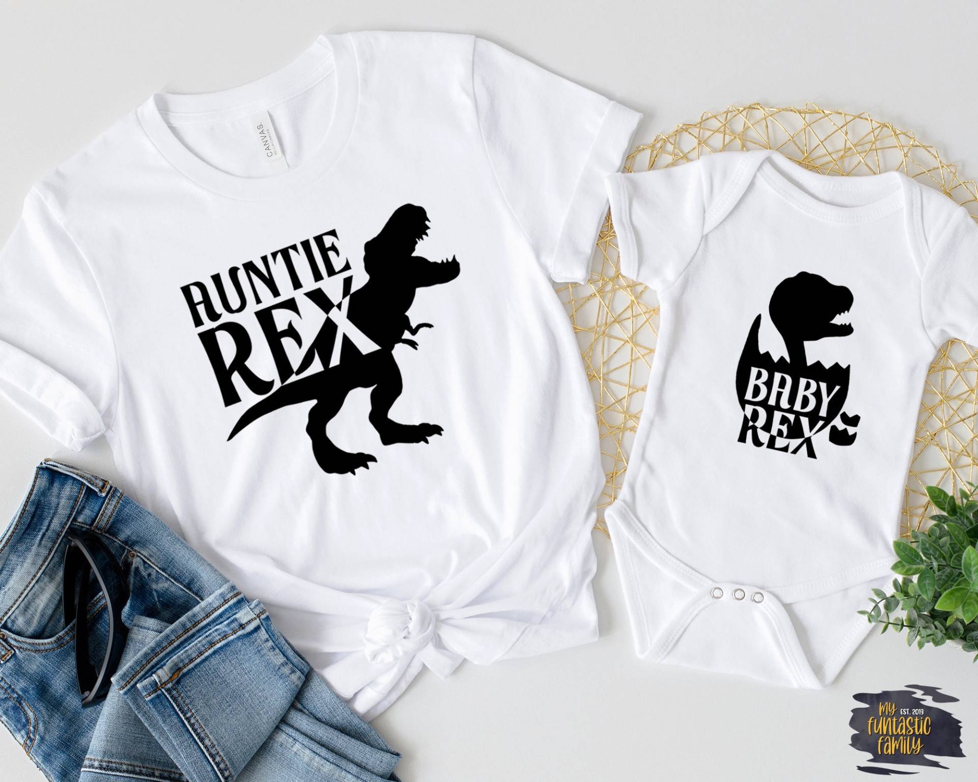 Tante Kinder Dinosaurier Shirts, Personalisiertes Saurus Shirt, Und Nichte, Neffe, Lustige Tante Rex von MyFuntasticFamily