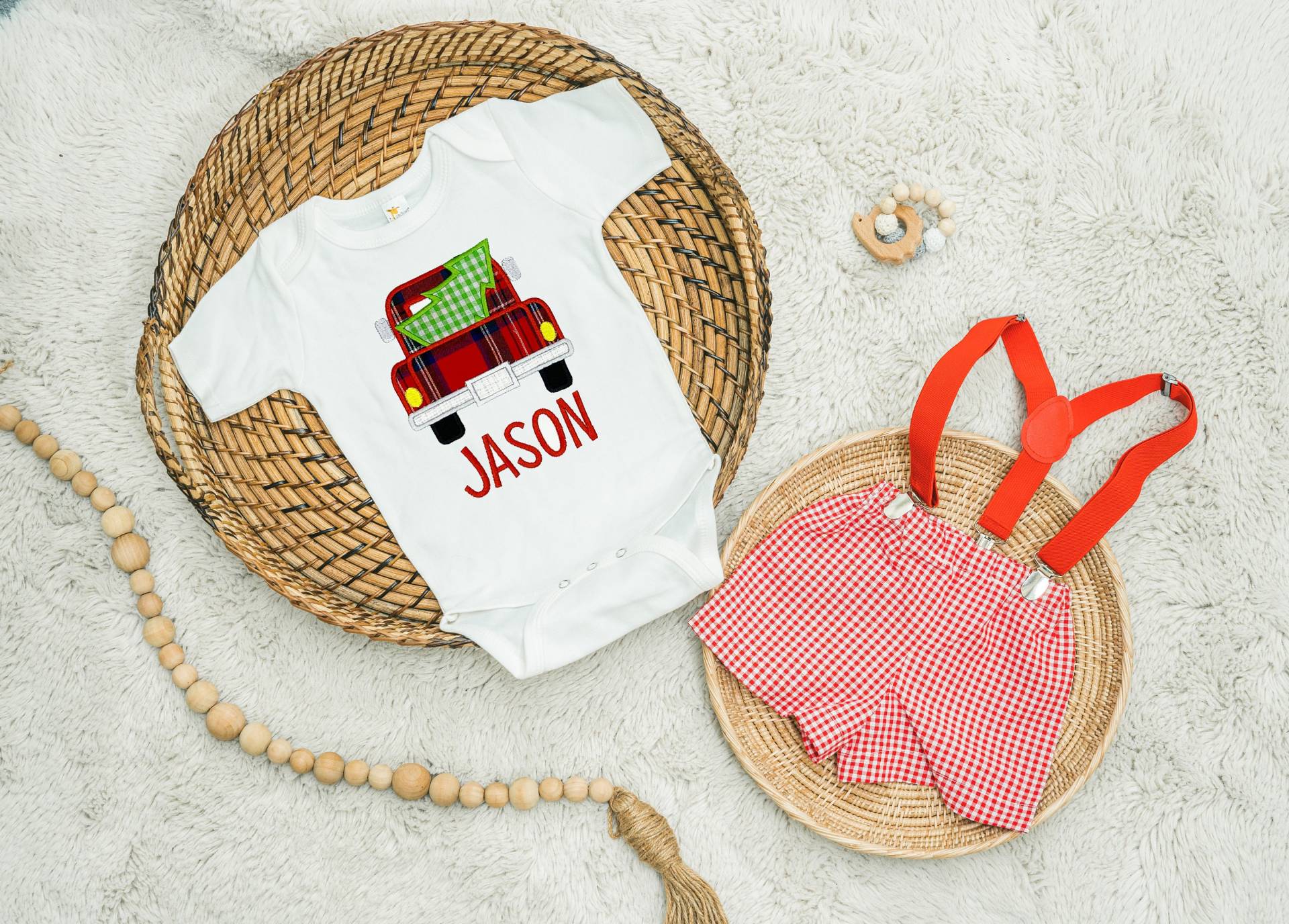 Lustiges Kleinkind Weihnachten Shirt, Lustiges Lustige Jungen Outfit, Gingham Shorts von MyGlitterWorld