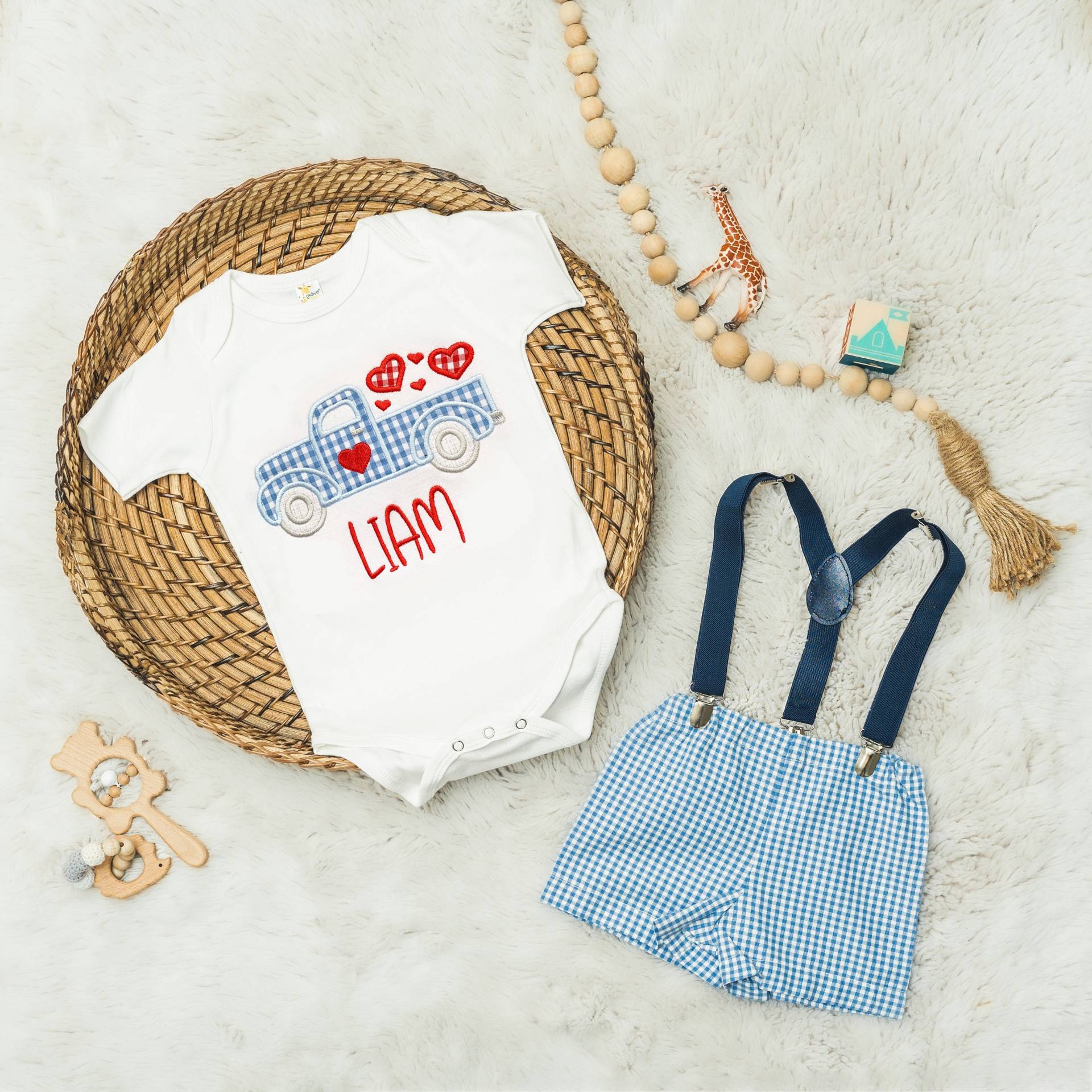 Valentinstag Shirts Für Jungen, Shirts, Kinder, Gingham Kleinkind Jungen Shorts, Hosenträger Outfit von MyGlitterWorld