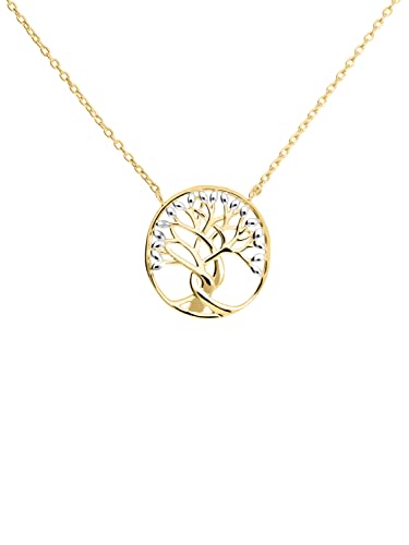 My Gold Damen Halskette Gold 333 Kette Damenkette Echtes Gelbgold Weissgold (8 Karat) Lebensbaum Baum 45cm Kette Arbol L-07941-G361 von My Gold