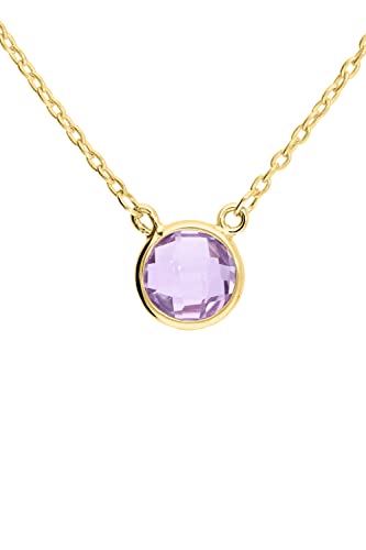 My Gold Damen Halskette Mit Festem Anhänger Echtes Gelbgold 333 Gold (8 Karat) Edelstein Amethyst Rund 45cm Kette Emmanuelle L-07947-G301-AME von My Gold