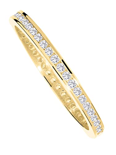 My Gold Goldring Echtes Gelbgold 333 Gold (8 Karat) Zirkonia Zart 3mm Ewigkeitsring Gr.54 Cora R-07950-G301-CZC-whi-W54 von My Gold