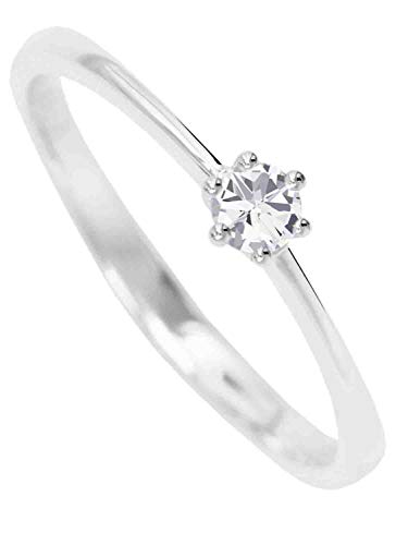 My Gold Damen Verlobungsring Zirkonia Gold 585 Echtes Weißgold (14 Karat) Gr. 50 Heiratsantrag Damenring Goldring Golden Love V0011646 von My Gold