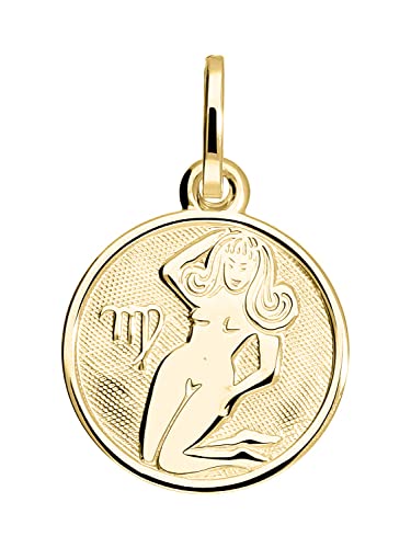 My Gold Damen Kinder Anhänger Sternzeichen JUNGFRAU Gold 333 (Ohne Kette) Gelbgold (8 Karat) Ø 12mm Rund Tierkreiszeichen Zodiac round A-06017-G303-Jun von My Gold
