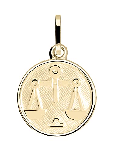 My Gold Damen Kinder Anhänger Sternzeichen WAAGE Gold 333 (Ohne Kette) Gelbgold (8 Karat) Ø 12mm Rund Tierkreiszeichen Zodiac round A-06017-G303-Waa von My Gold