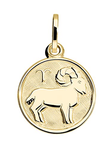 My Gold Damen Kinder Anhänger Sternzeichen WIDDER Gold 333 (Ohne Kette) Gelbgold (8 Karat) Ø 12mm Rund Tierkreiszeichen Zodiac round A-06017-G303-Wid von My Gold