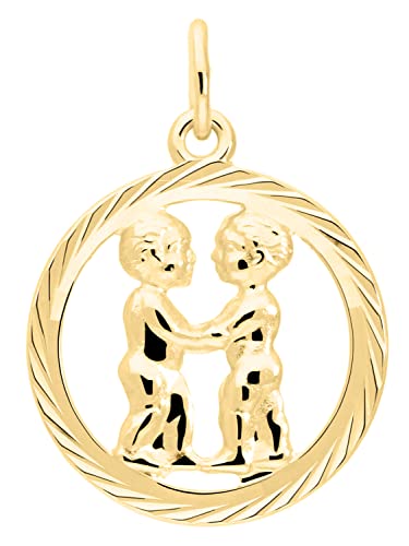 My Gold Damen Herren Kinder Anhänger Sternzeichen Zwillinge Gold 333 (Ohne Kette) Echtes Gelbgold (8 Karat) Ø 15mm Rund Horoskop Gavno A-04433-G302-Zwi von My Gold